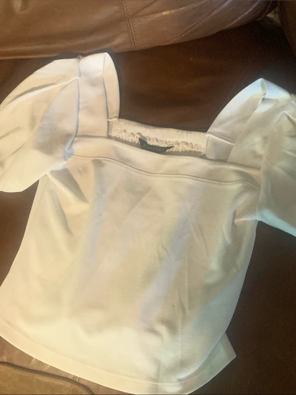 Banana Republic White Square-Neck Puff Sleeve Top